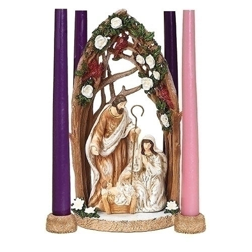 Holy Family Cardinal Candle Holder with Marble Base