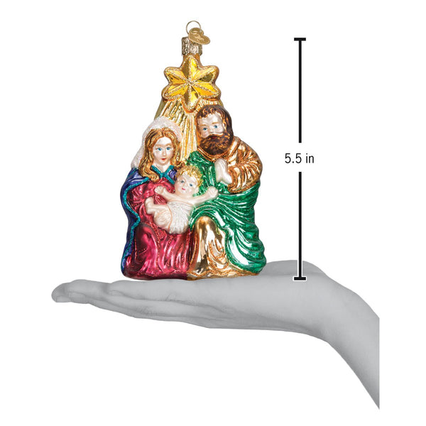 Holy Family With Star Glass Ornament