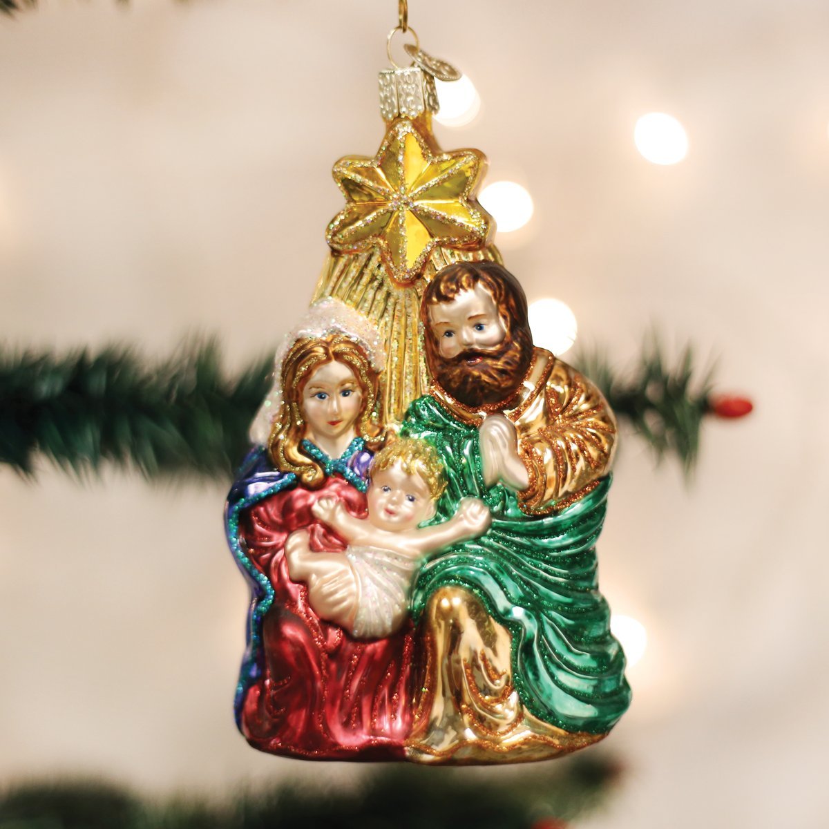 Holy Family With Star Glass Ornament