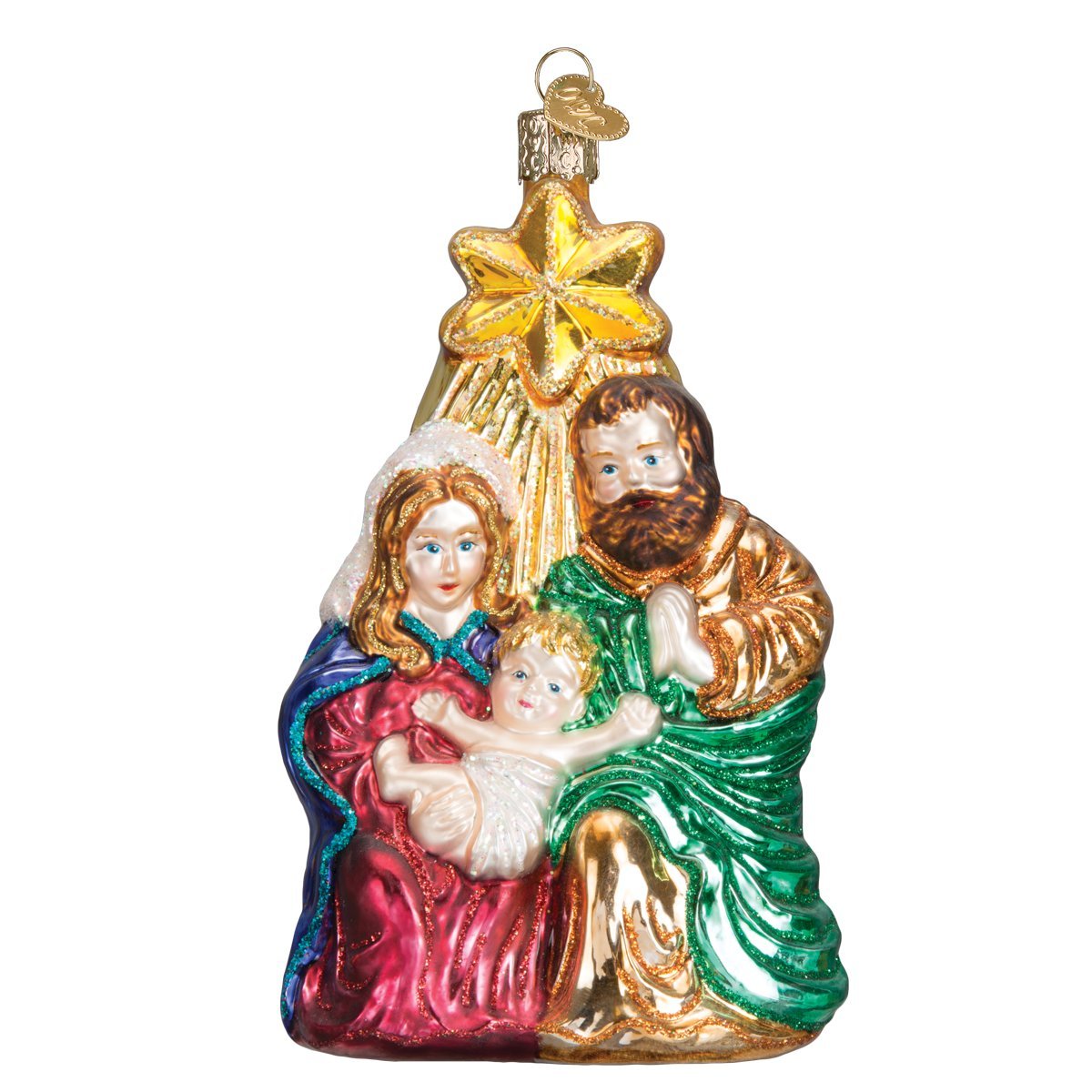 Holy Family With Star Glass Ornament