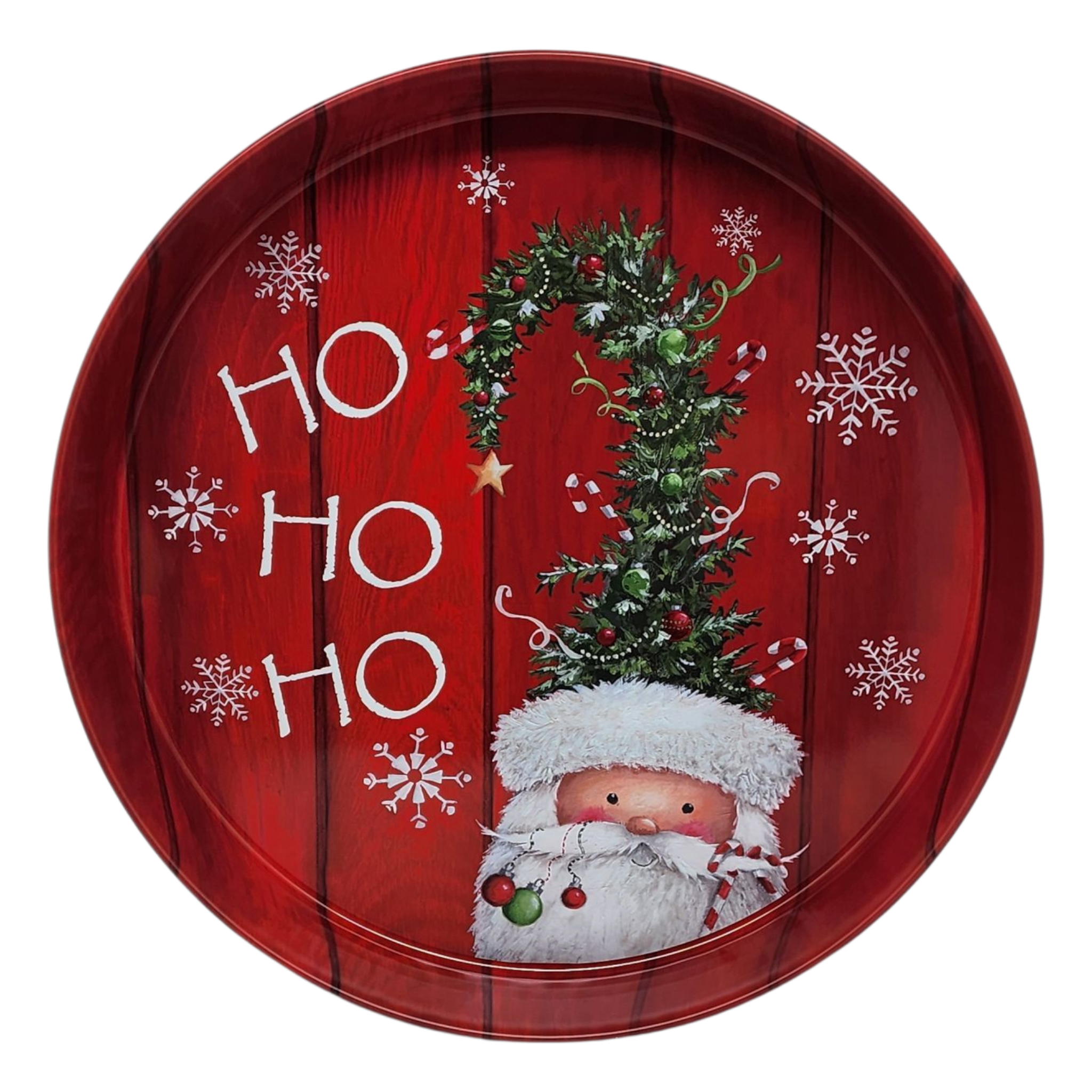 Huge Deep Round 13.5" Tray - Ho Ho Ho