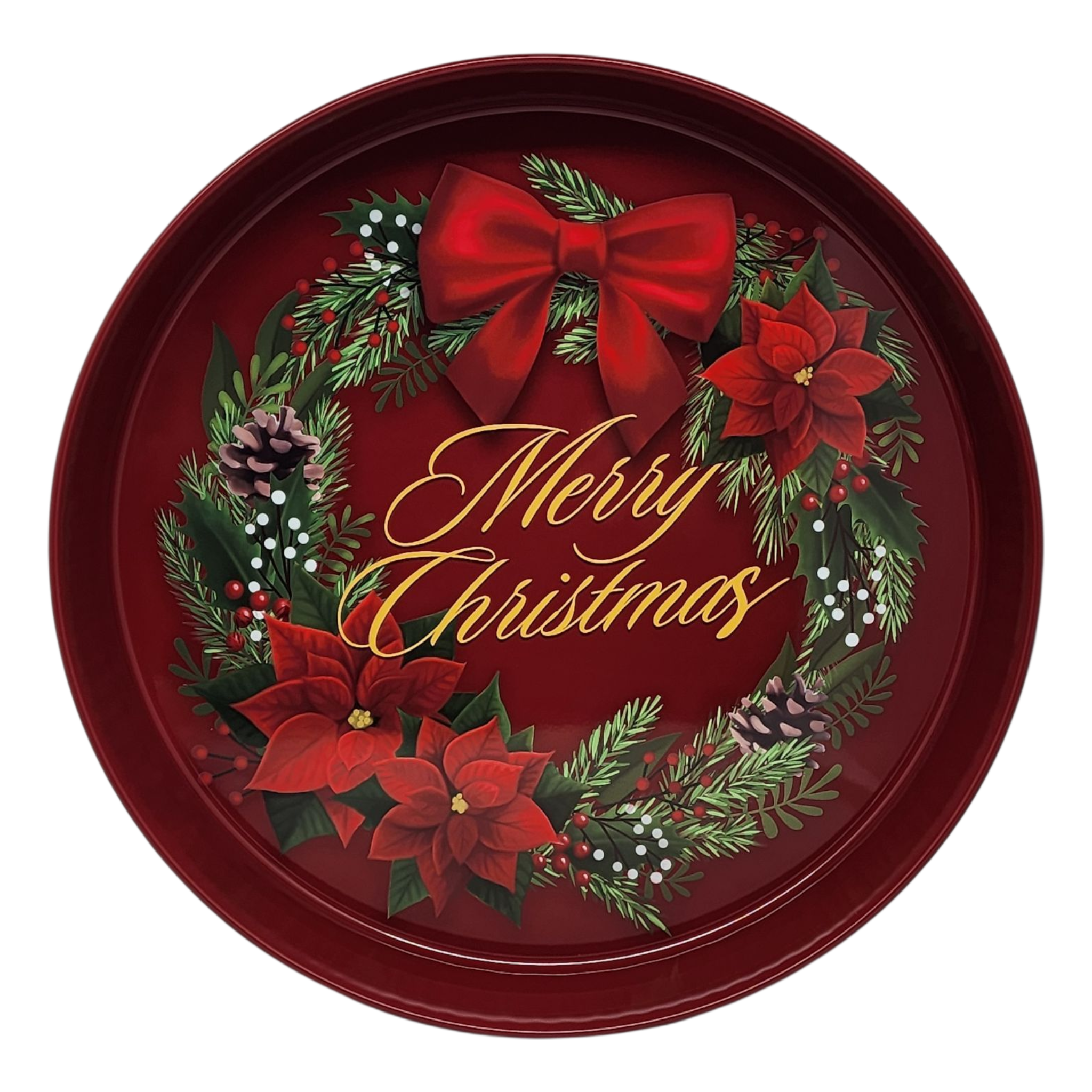 Huge Deep Round 13.5" Tray - Merry Christmas