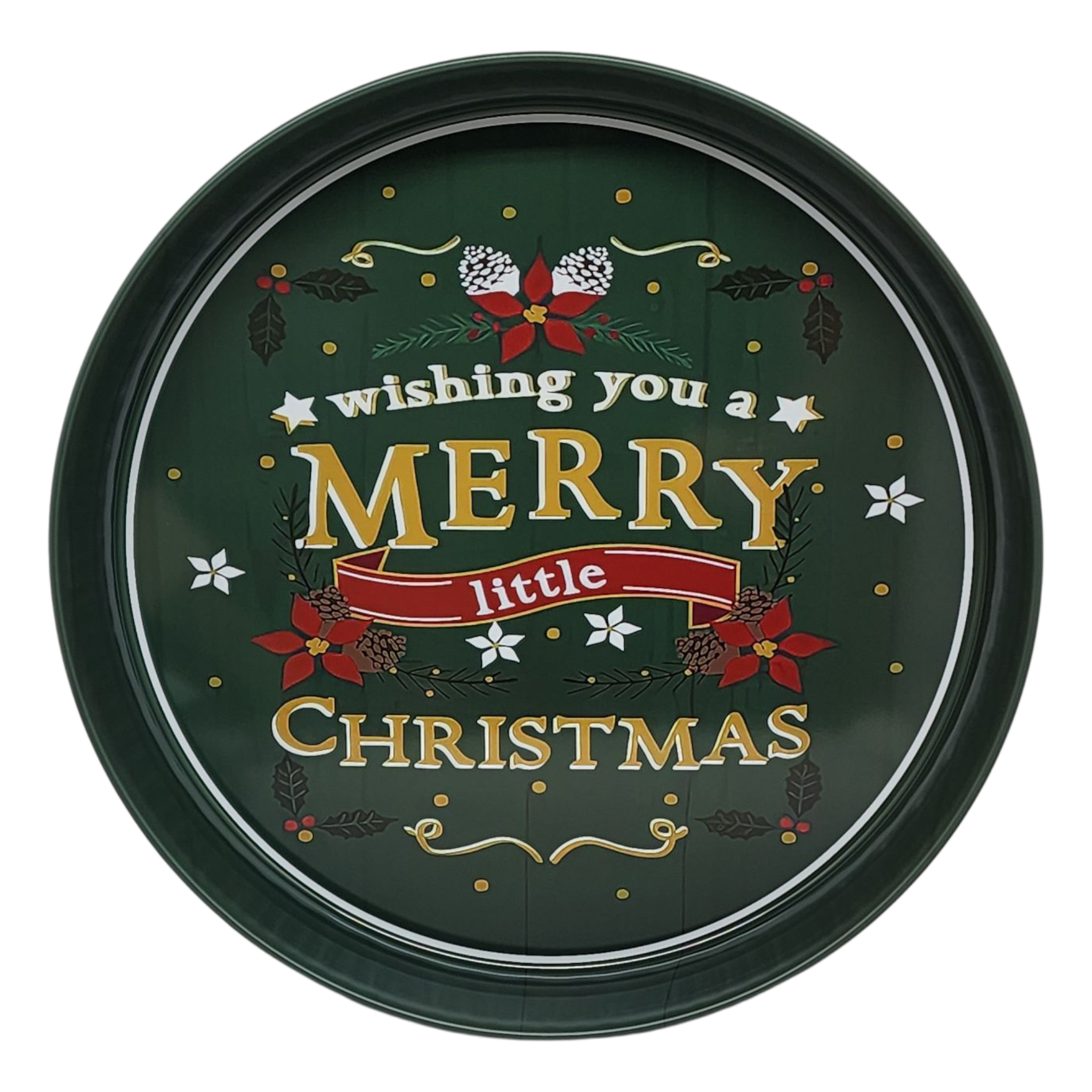 Huge Deep Round 13.5" Tray - Wishing you a Merry Little Christmas
