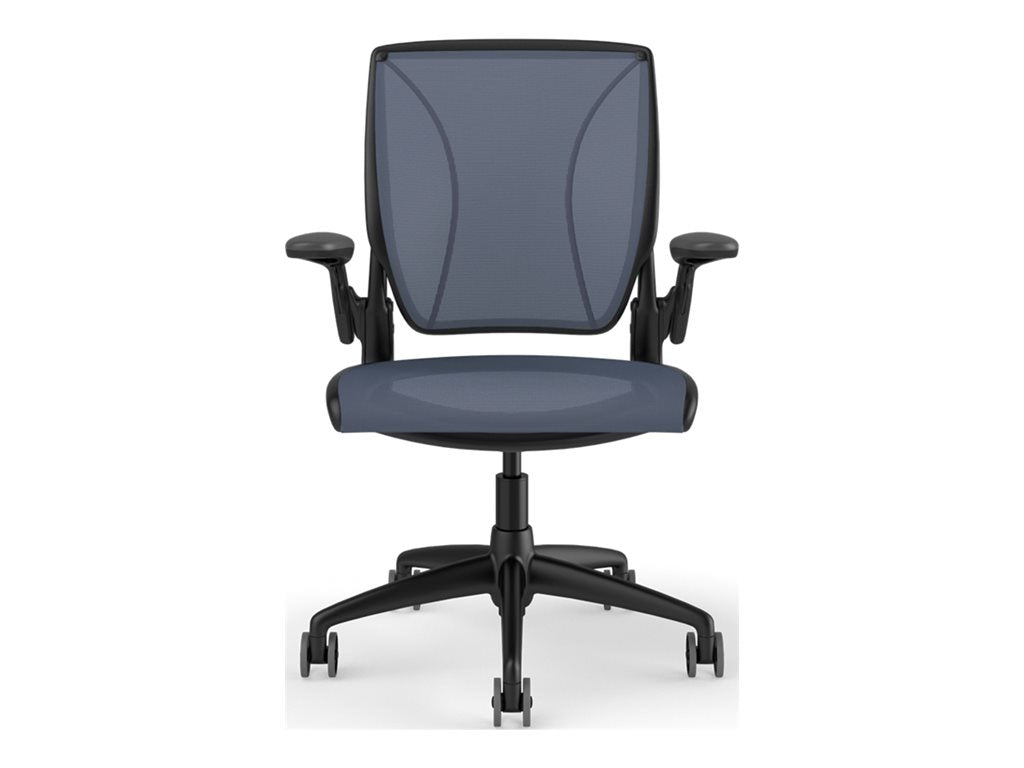 Humanscale Diffrient World - Chair - task - ergonomic - recliner - armrests - L-shaped - tilt - swivel - catena mesh - cornflower W11BJ50J50SSNSC