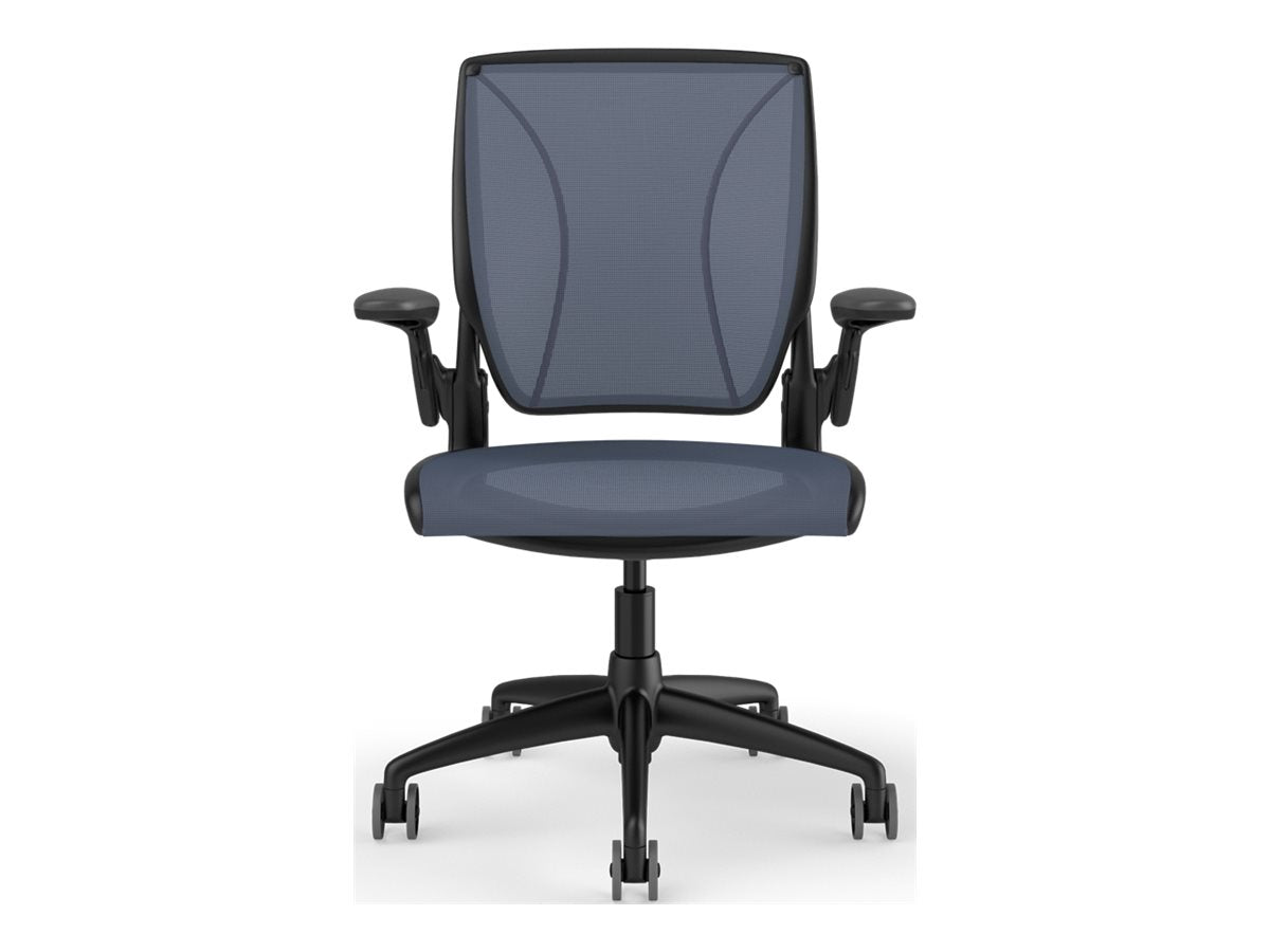 Humanscale Diffrient World - Chair - task - ergonomic - recliner - armrests - L-shaped - tilt - swivel - catena mesh - cornflower W11BJ50J50SSNSC
