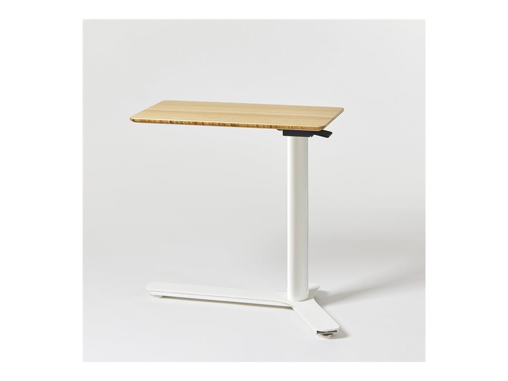 Humanscale Float Mini - Sit/standing desk - rectangular with rounded corners - bamboo - white base FM2WH1627BM