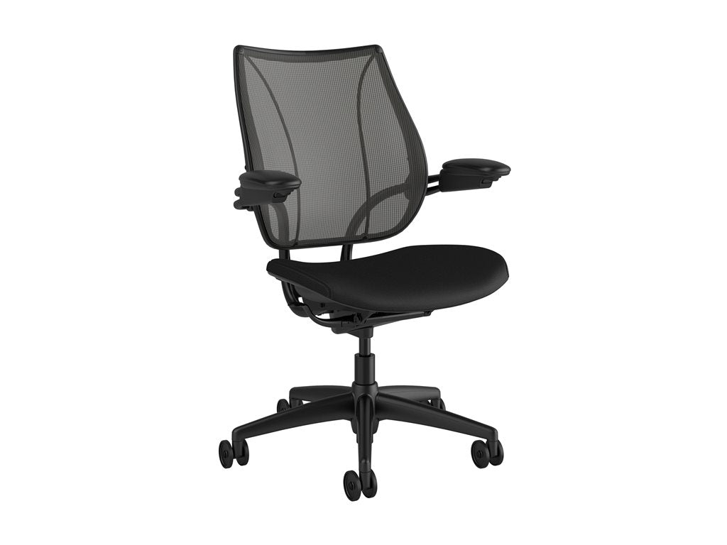 Humanscale Liberty - Chair - task - ergonomic - armrests - tilt - swivel - corvara (chrome-free leather) - black L113BN10CL10NFSSNSC