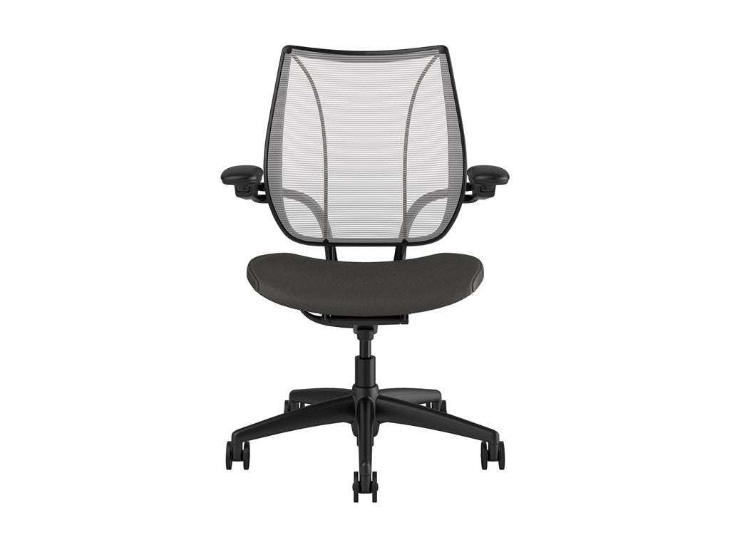 Humanscale Liberty - Chair - task - ergonomic - armrests - tilt - swivel - ticino (chrome-free leather) - white (back), charcoal/light L113BN01TL12YFSSNSC