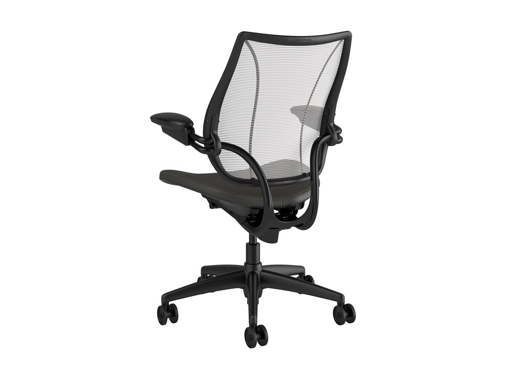 Humanscale Liberty - Chair - task - ergonomic - armrests - tilt - swivel - ticino (chrome-free leather) - white (back), charcoal/light L113BN01TL12YFSSNSC