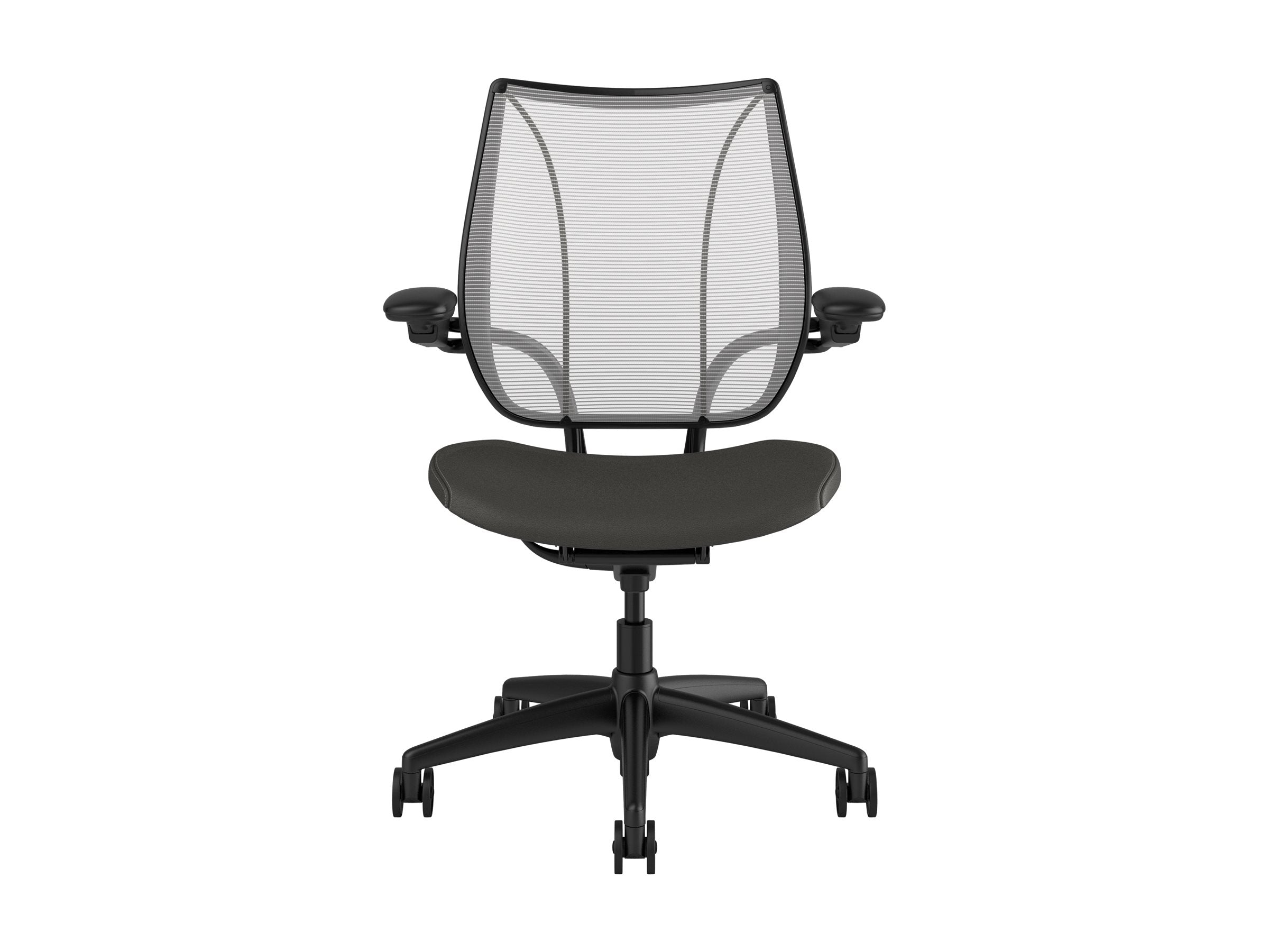 Humanscale Liberty - Chair - task - ergonomic - armrests - tilt - swivel - ticino (chrome-free leather) - white (back), charcoal/light L113BN01TL12YFSSNSC