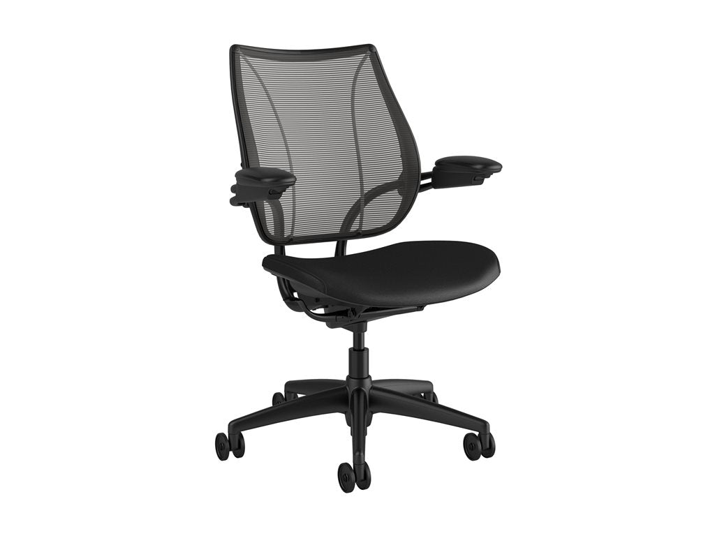 Humanscale Liberty - Chair - task - ergonomic - armrests - tilt - swivel - ticino leather - black, obsidian L113BN10TL10NFSSNSC