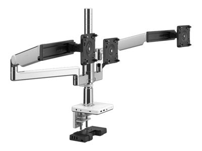 Humanscale M/FLEX M2.1 - Mounting kit (monitor arm) - for 3 LCD displays - recycled aluminum - polished aluminum, white trim X2M2-CCWNTBFSBFSB18NA