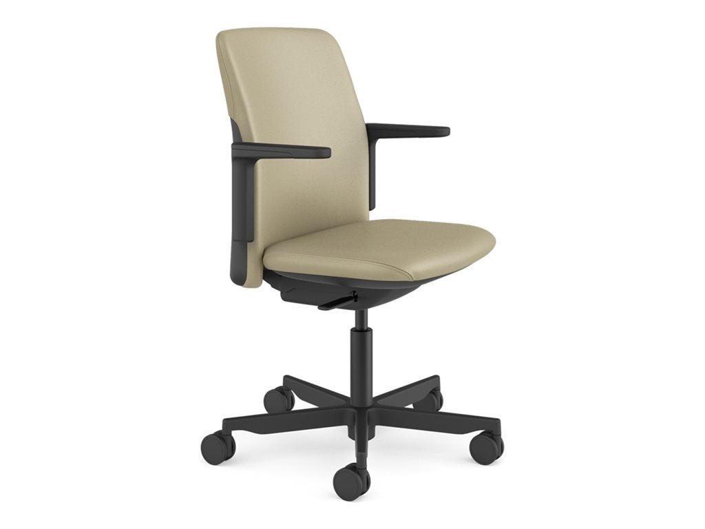 Humanscale Path - Chair - task - armrests - L-shaped - tilt - swivel - corvara (chrome-free leather), ocean-bound recycled plastic PT11BCL11VSSNSC