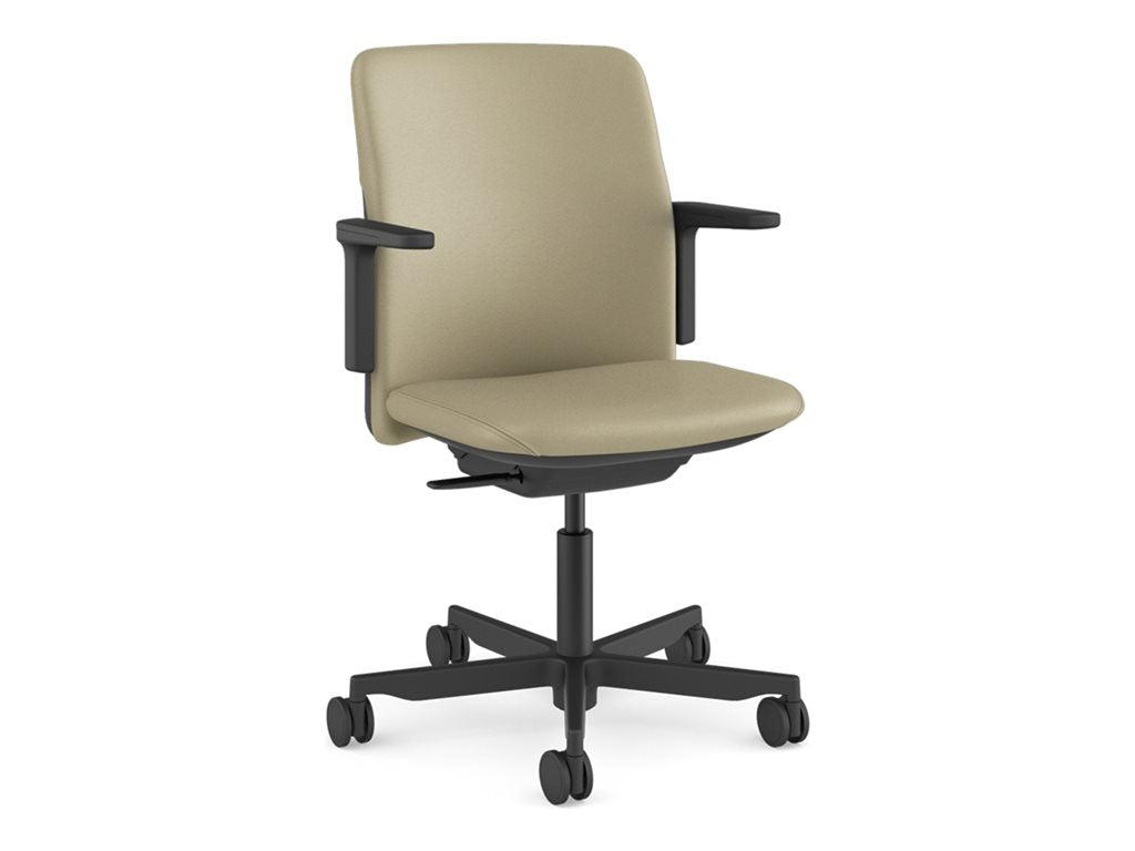 Humanscale Path - Chair - task - armrests - L-shaped - tilt - swivel - corvara (chrome-free leather), ocean-bound recycled plastic PT11BCL11VSSNSC