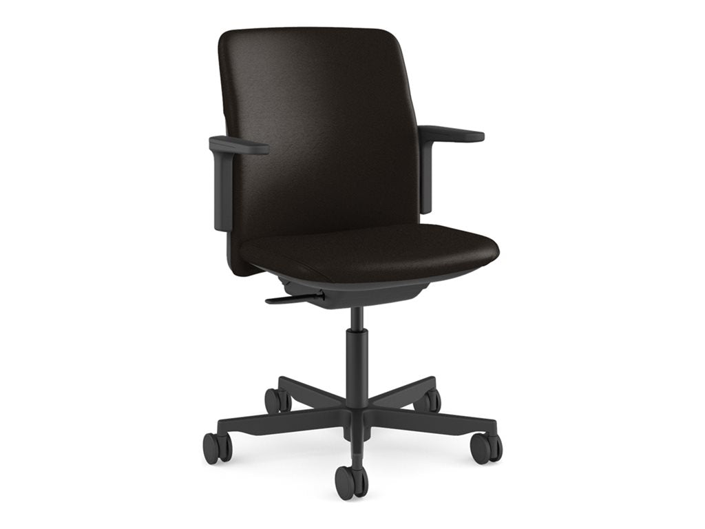 Humanscale Path - Chair - task - armrests - L-shaped - tilt - swivel - corvara (chrome-free leather), ocean-bound recycled plastic PT11BCL21ASSNSC