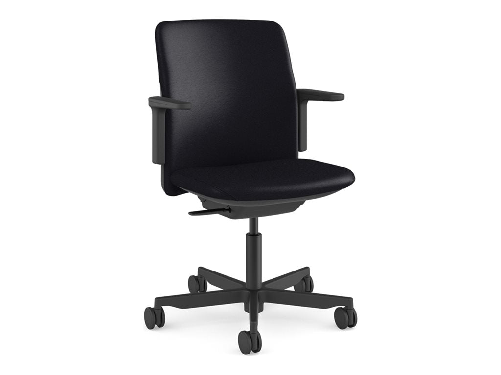 Humanscale Path - Chair - task - armrests - L-shaped - tilt - swivel - corvara (chrome-free leather), ocean-bound recycled plastic PT11BCL57NSSNSC