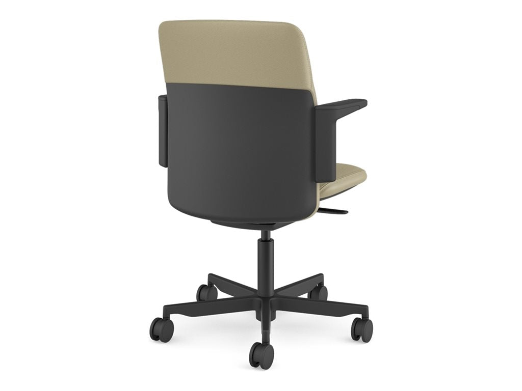 Humanscale Path - Chair - task - armrests - L-shaped - tilt - swivel - corvara (chrome-free leather), ocean-bound recycled plastic PT16BCL11VSSNSC