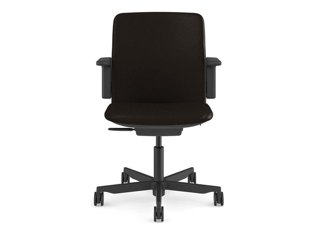 Humanscale Path - Chair - task - armrests - L-shaped - tilt - swivel - corvara (chrome-free leather), ocean-bound recycled plastic PT16BCL21ASSNSC