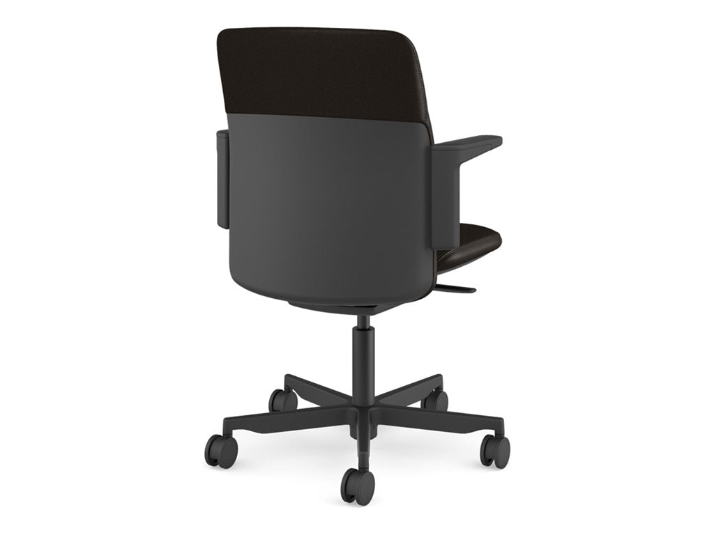 Humanscale Path - Chair - task - armrests - L-shaped - tilt - swivel - corvara (chrome-free leather), ocean-bound recycled plastic PT16BCL21ASSNSC