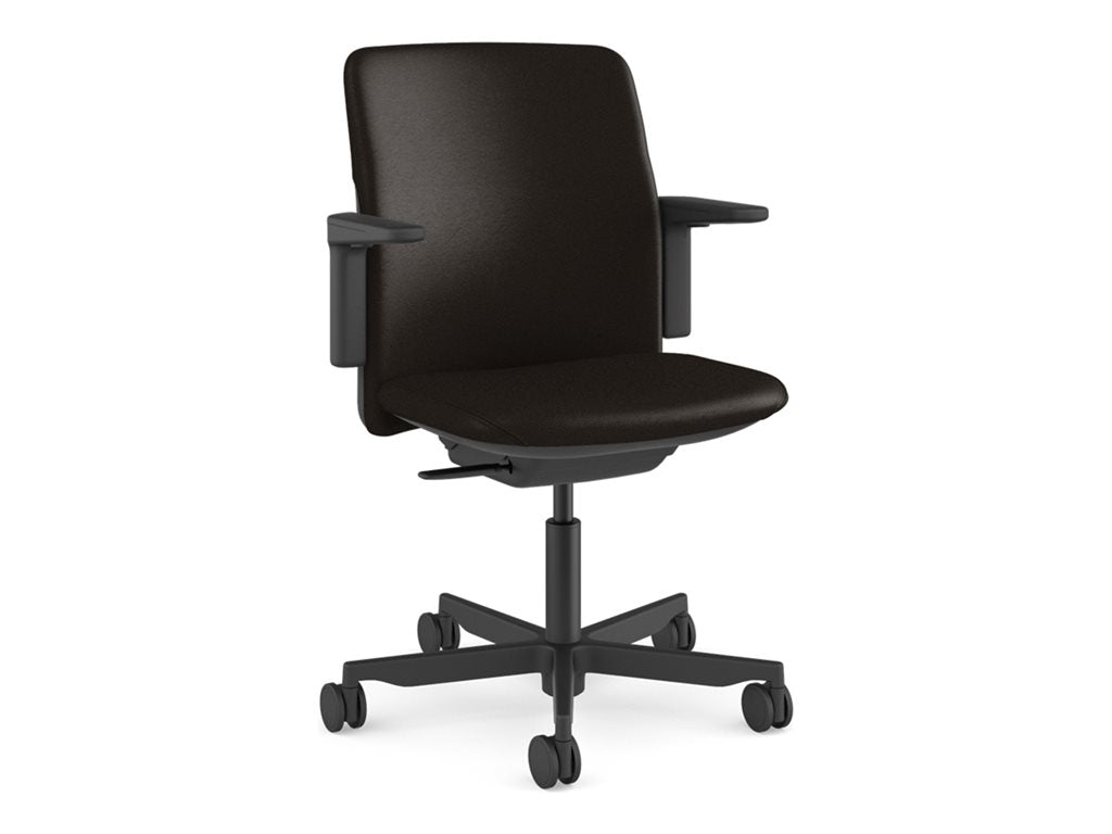 Humanscale Path - Chair - task - armrests - L-shaped - tilt - swivel - corvara (chrome-free leather), ocean-bound recycled plastic PT16BCL21ASSNSC