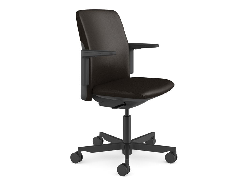 Humanscale Path - Chair - task - armrests - L-shaped - tilt - swivel - corvara (chrome-free leather), ocean-bound recycled plastic PT16BCL21ASSNSC