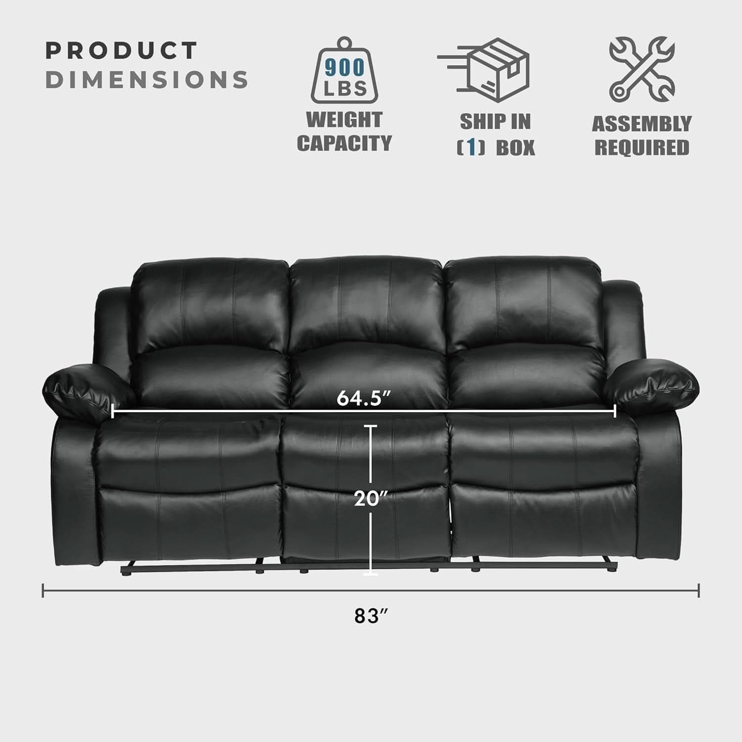 Humphreys Double Reclining Loveseat Black Faux Leather