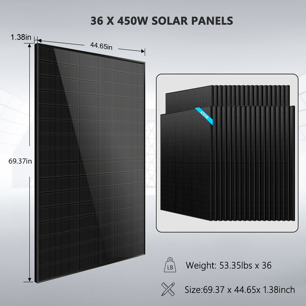 Hybrid Solar Kit 11.4KW 48V Split Phase 20.48KWH/51.2KWH Lithium Battery 450 Watt Solar Panel SGH-11N2E/ SGH-11N5E