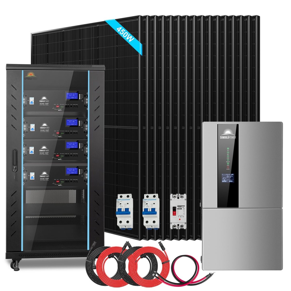 Hybrid Solar Kit 11.4KW 48V Split Phase 20.48KWH/51.2KWH Lithium Battery 450 Watt Solar Panel SGH-11N2E/ SGH-11N5E