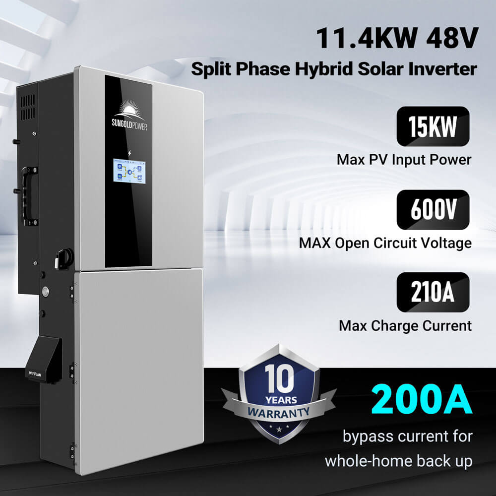 Hybrid Solar Kit 11.4KW 48V Split Phase 30.72KWH Lithium Battery 28 X 450 Watt Solar Panel SGH-11N3E