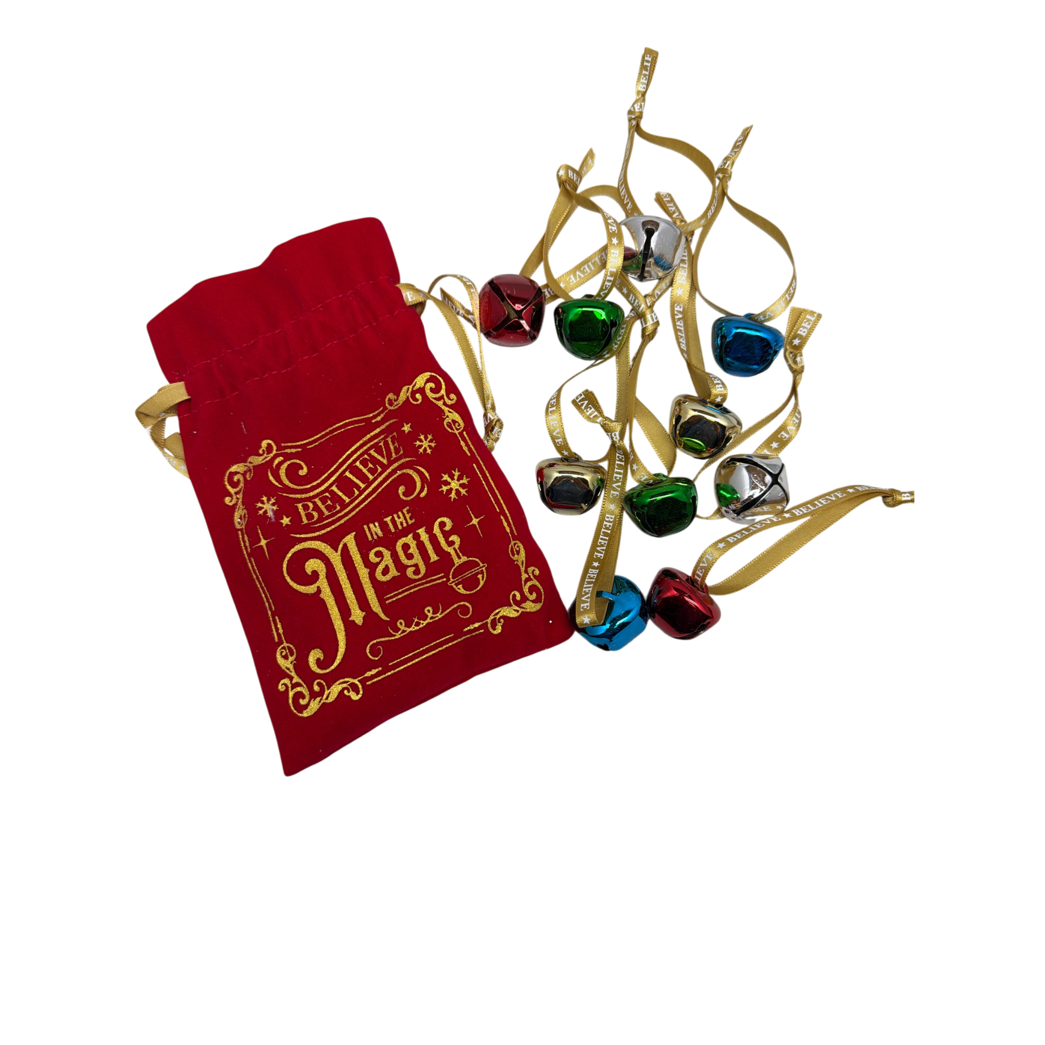 I Believe Bell Ornaments with Gift Bag - Set of 10
