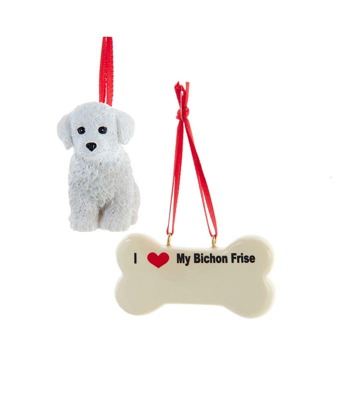 I love My Bichon Frise With Dog Bone Ornaments
