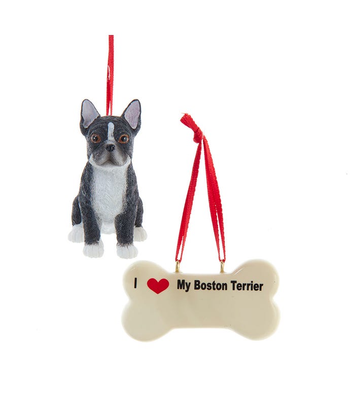 I love My Boston Terrier With Dog Bone Ornaments