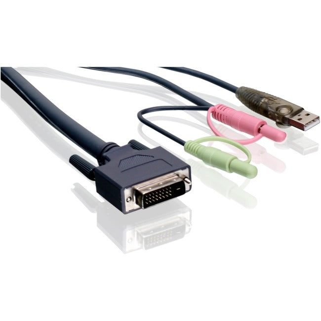 IOGEAR 16' Dual-Link DVI KVM Cable, USB and Audio/Mic, TAA Compliant G2L7D05UDTAA