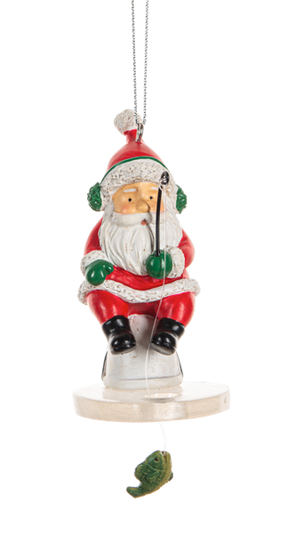 Ice Fishing Santa Ornament