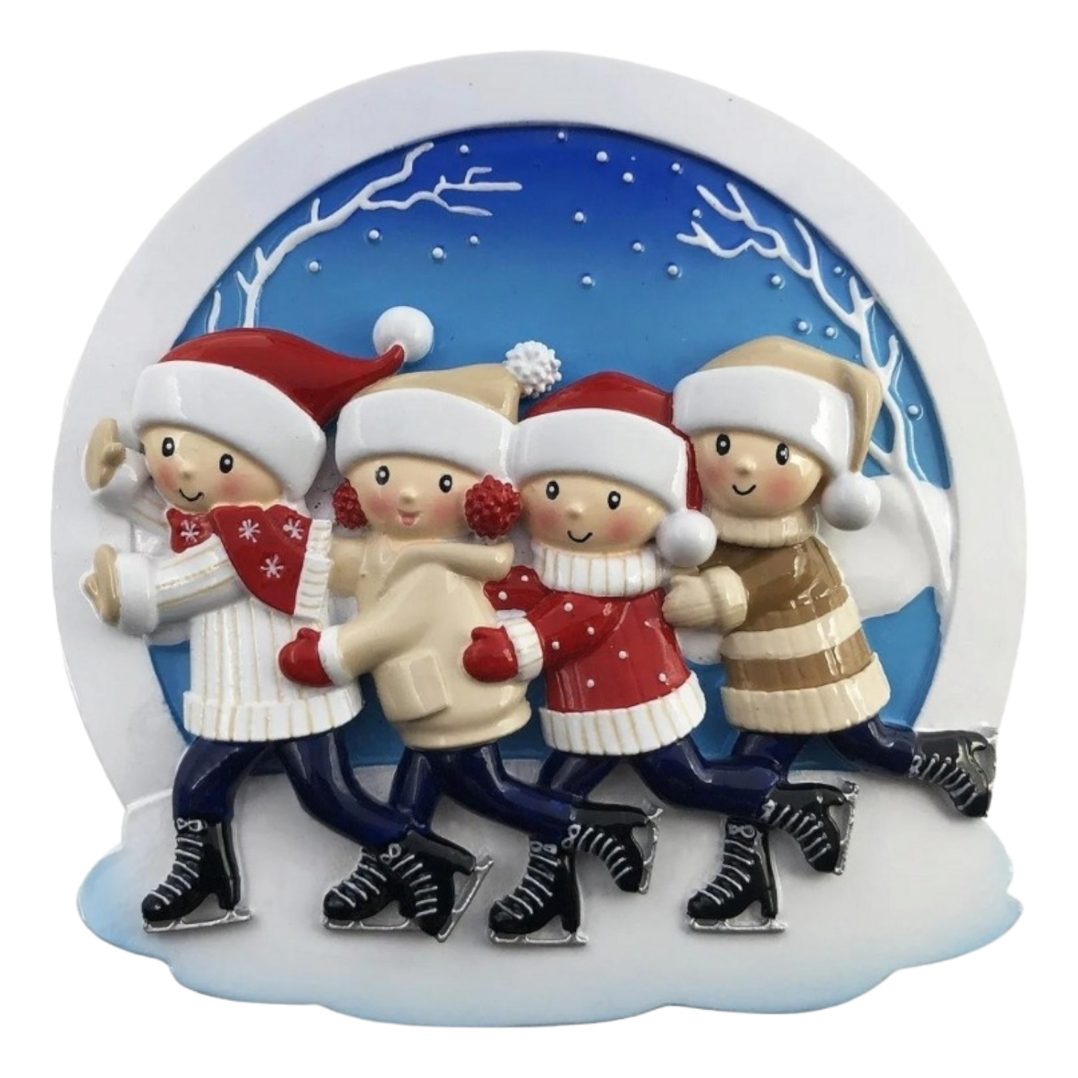 Ice Skating Family of 4 Ornament