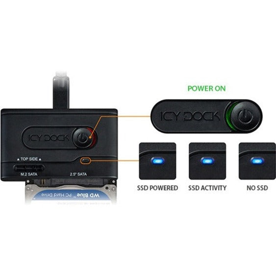 Icy Dock EZ-Adapter MB031U-1SMB Drive Enclosure SATA, M.2 - USB 3.2 (Gen 1) Type C Host Interface External - Black