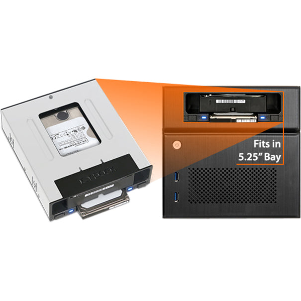 Icy Dock FlexiDOCK MB795SP-B Drive Enclosure for 5.25 - Serial ATA/600 Host Interface Internal - Black"