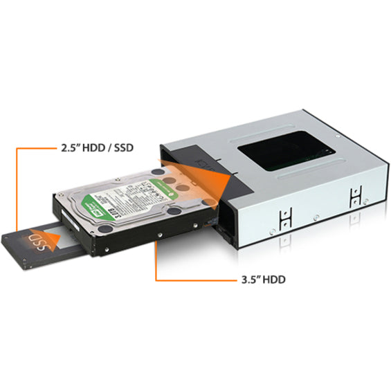 Icy Dock FlexiDOCK MB795SP-B Drive Enclosure for 5.25 - Serial ATA/600 Host Interface Internal - Black"