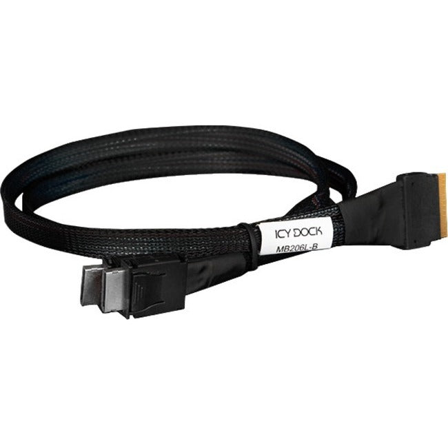 Icy Dock SlimSAS 8i SFF-8654 to 2x OCuLink 4i SFF-8611 Cable - 0.5M MB206L-B