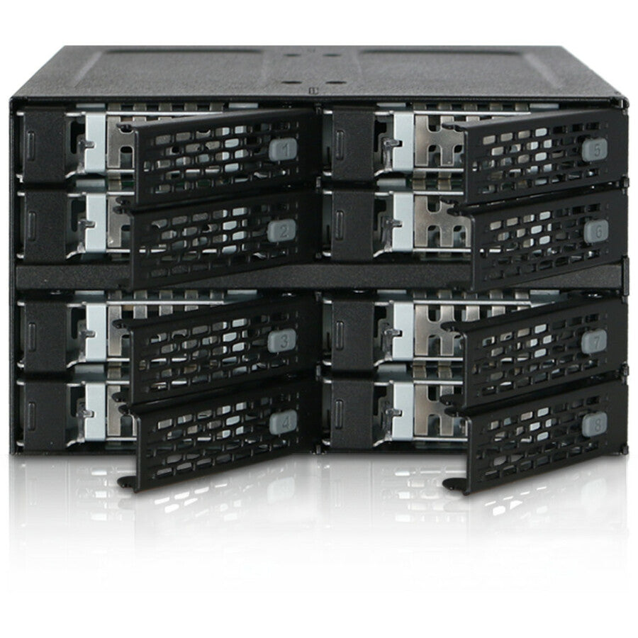 Icy Dock ToughArmor MB508SP-B Drive Enclosure for 5.25 - Mini-SAS HD Host Interface Internal - Black"