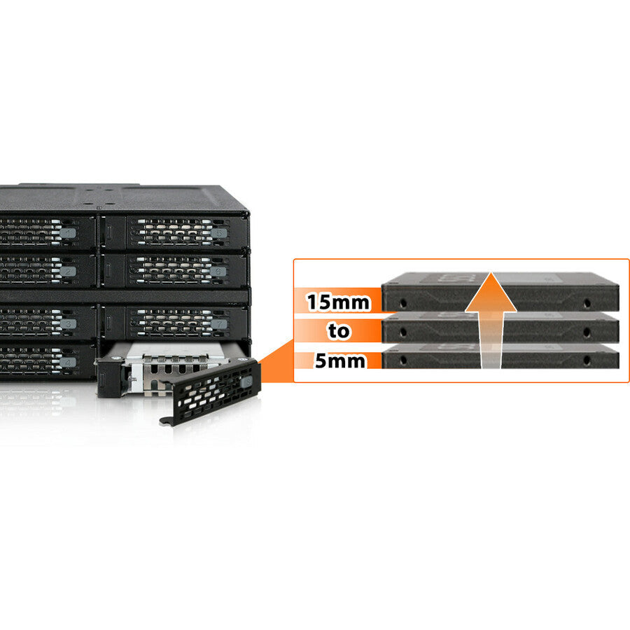 Icy Dock ToughArmor MB508SP-B Drive Enclosure for 5.25 - Mini-SAS HD Host Interface Internal - Black"