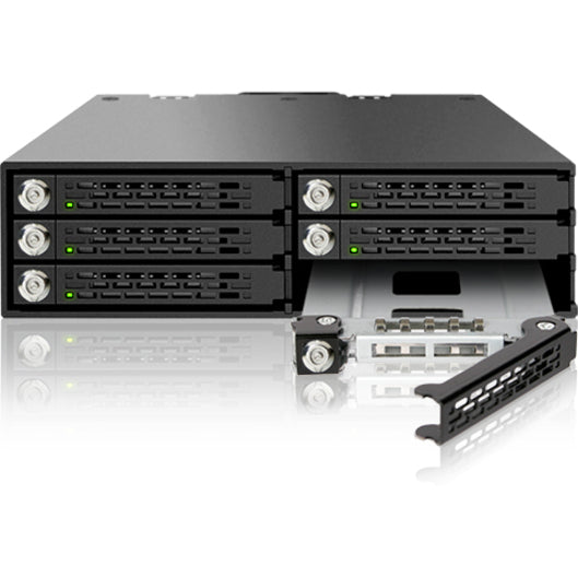 Icy Dock ToughArmor MB996SK-6SB Drive Enclosure for 5.25 - Serial ATA/600 Host Interface Internal - Black"