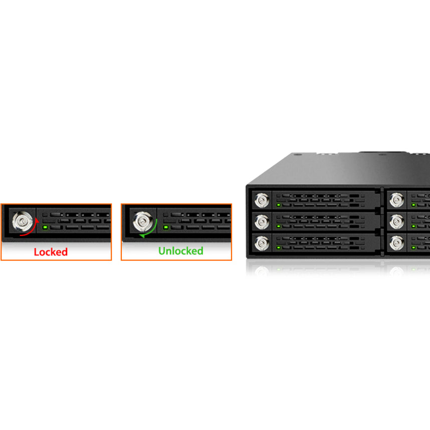 Icy Dock ToughArmor MB996SK-6SB Drive Enclosure for 5.25 - Serial ATA/600 Host Interface Internal - Black"