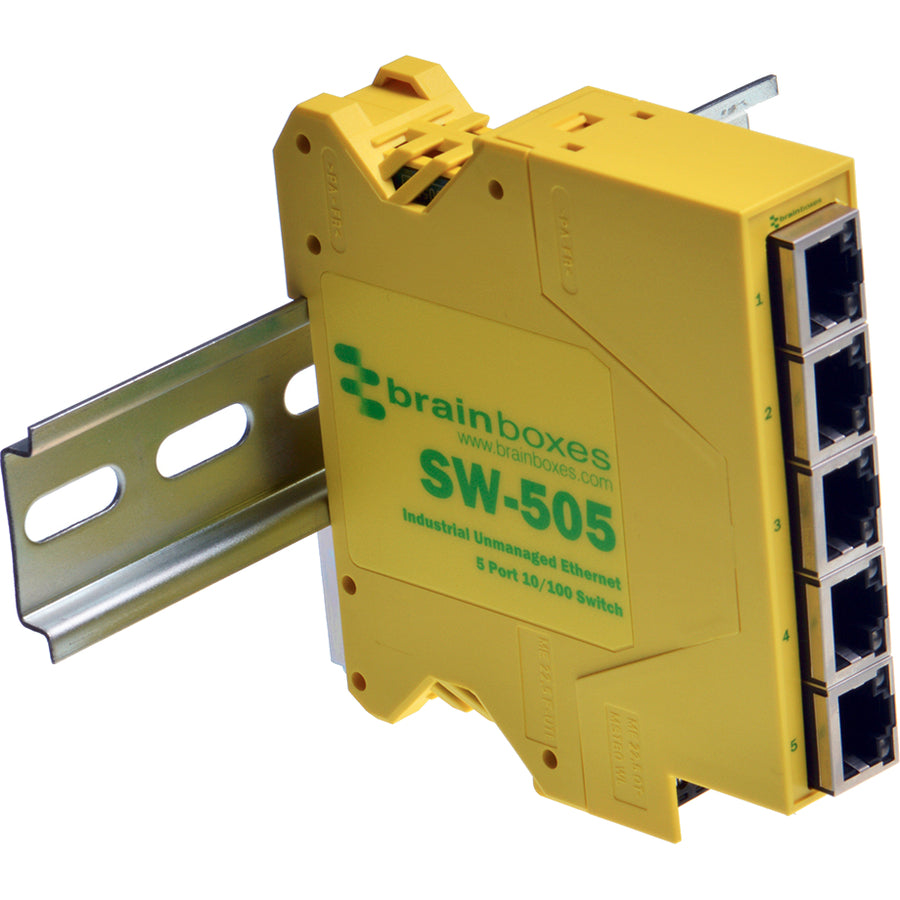 Brainboxes Industrial Compact Ethernet 5 Port Switch DIN Rail Mountable SW-505