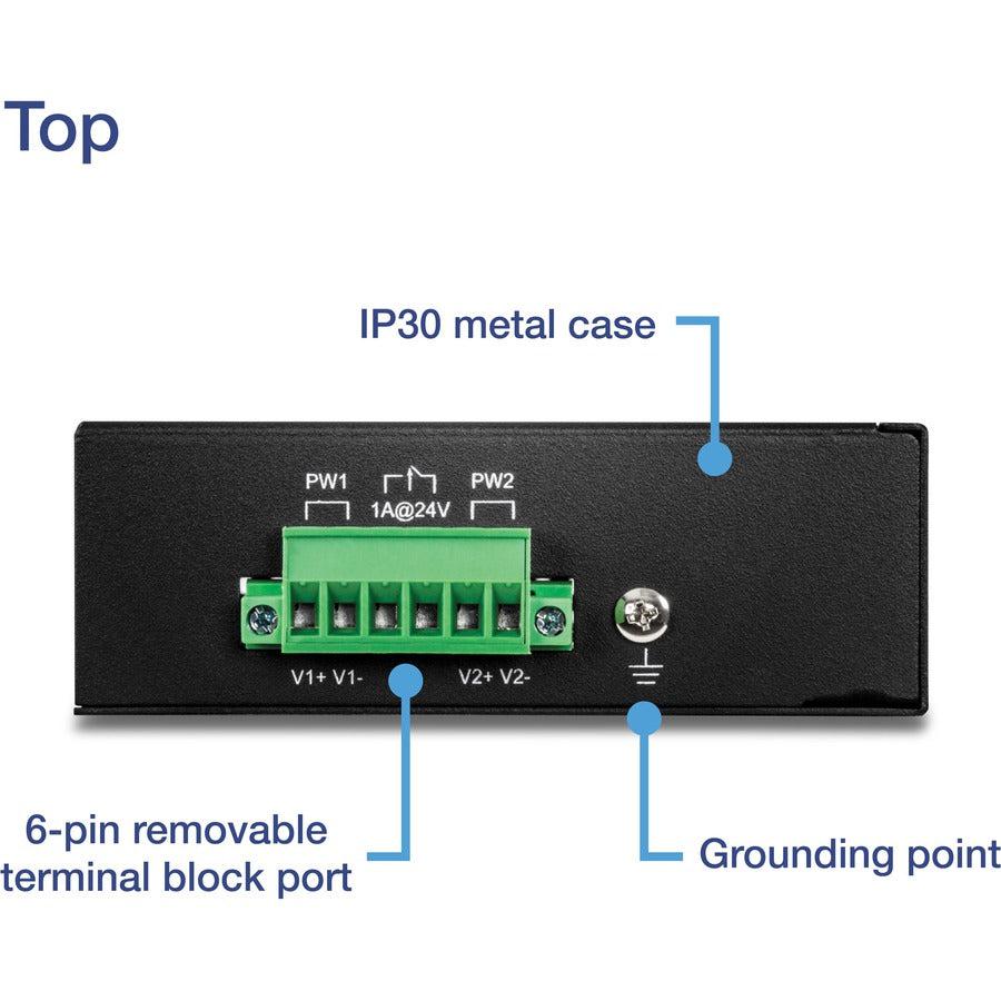 Industrial Ethernet Switch DIN-Rail - 8-Port Fast Ethernet | TRENDnet TI-E80