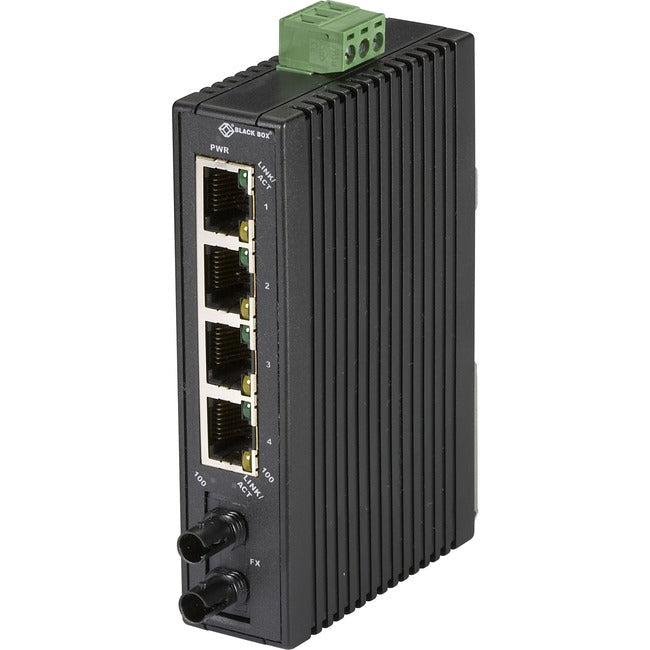 Industrial Ethernet Switch - Hardened 5-Port Fast Ethernet Fiber | Black Box LBH120A-H-ST