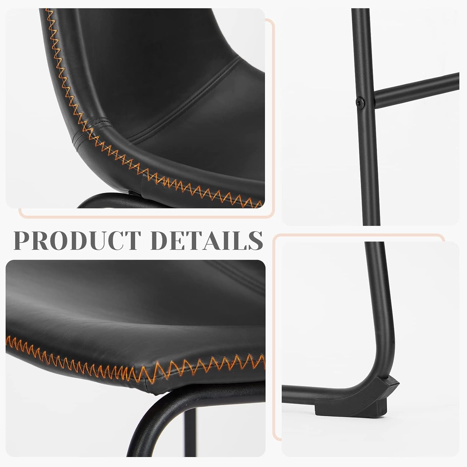 Industrial Faux Leather Bar Stools Set of Two