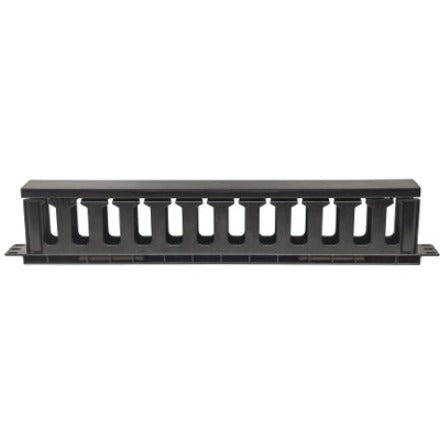 Intellinet 19" Cable Management Panel, 19" Rackmount Cable Manager, 1U, with Cover, Black