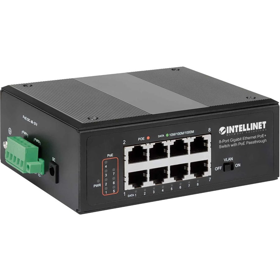 Intellinet 8-Port Gigabit Ethernet PoE+ Switch with PoE Passthrough - 8 Ports - 2 Layer