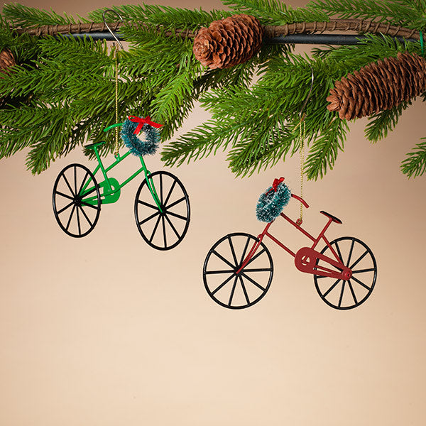 Iron Holiday Bicycle Ornament - Green